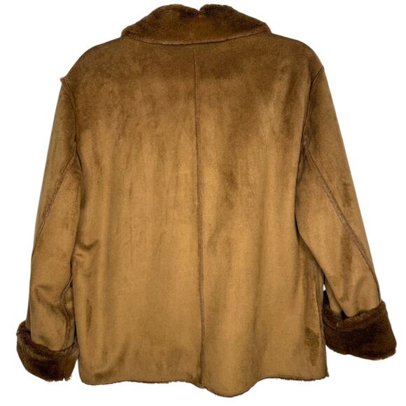 Brandon Thomas Reversible Faux Suede and Faux Fur Coat Size Large Chestnut Brown - Picture 4 of 11